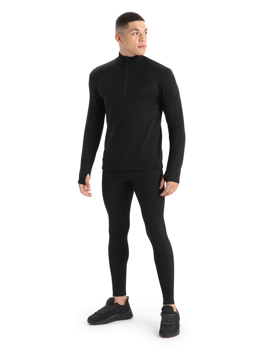 Icebreaker Merino Original Long Sleeve Half Zip Férfi Kapucnis Pulóver Fekete | HU 1272KORI